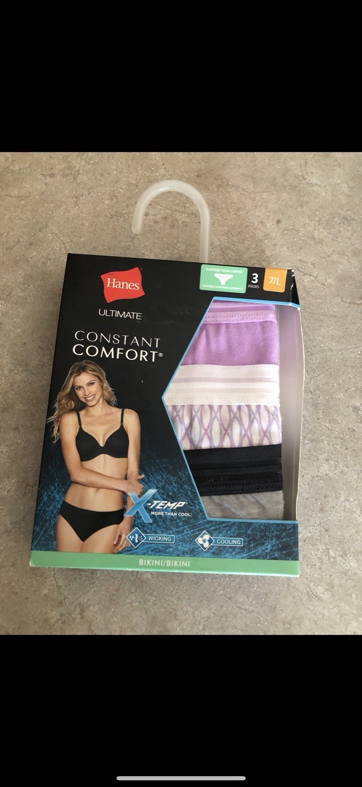 Womens Hanes Ultimate Constant Comfort Bikini Panties Size 7/L NEW NWT 3 Pairs