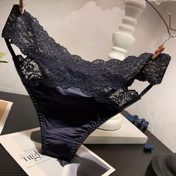 4 Pcs Lot Womens Sexy Panties Satin Brief Low Waist Thong French Lace Underwear