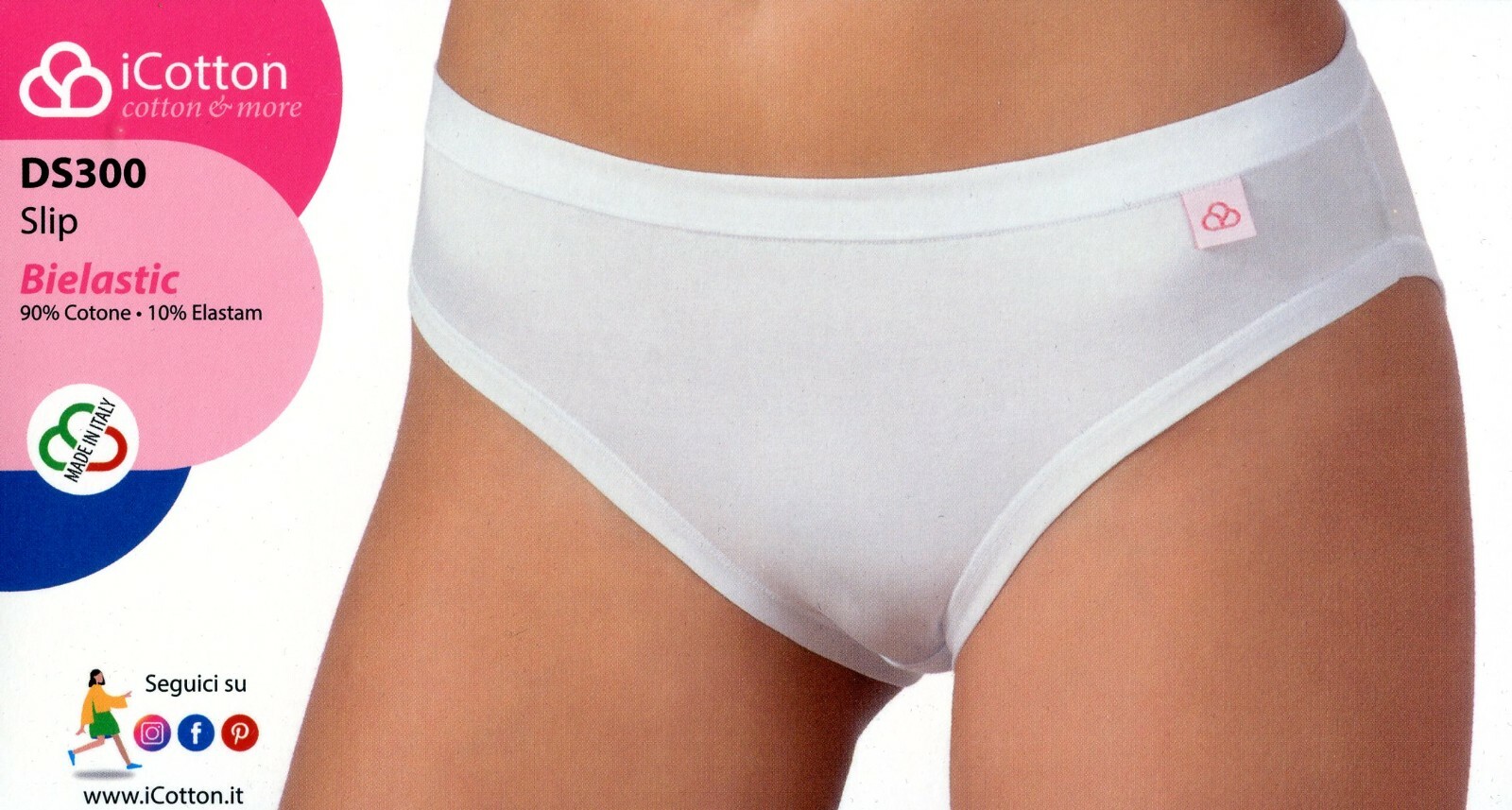 Slip da donna cotone bielastico elasticizzato DS300 elastico interno con fasce