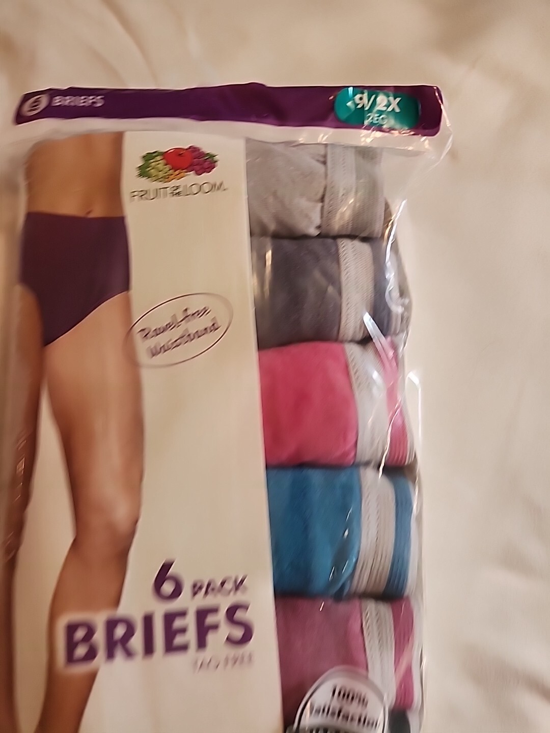 Fruit of the Loom Womens Briefs Size 9/2X – 6 Pack Ravel Free Waistband NEW