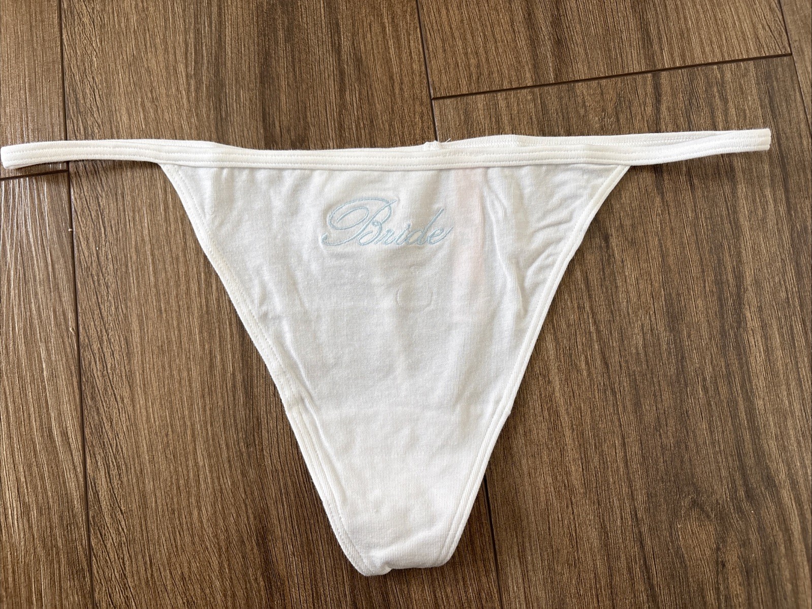 Victoria’s Secret Panties V String Thong Panty White Cotton Bride Wedding Large