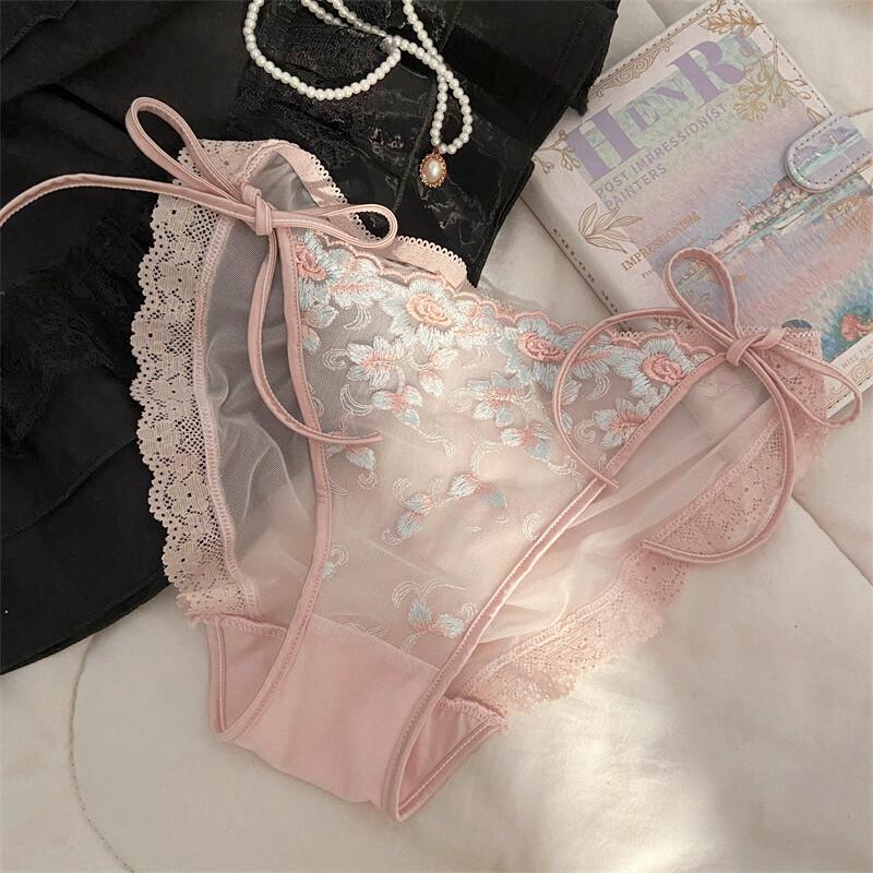 3 Pack Sexy Womens Sheer Lace Panties Underwear Floral See Through French Briefs
