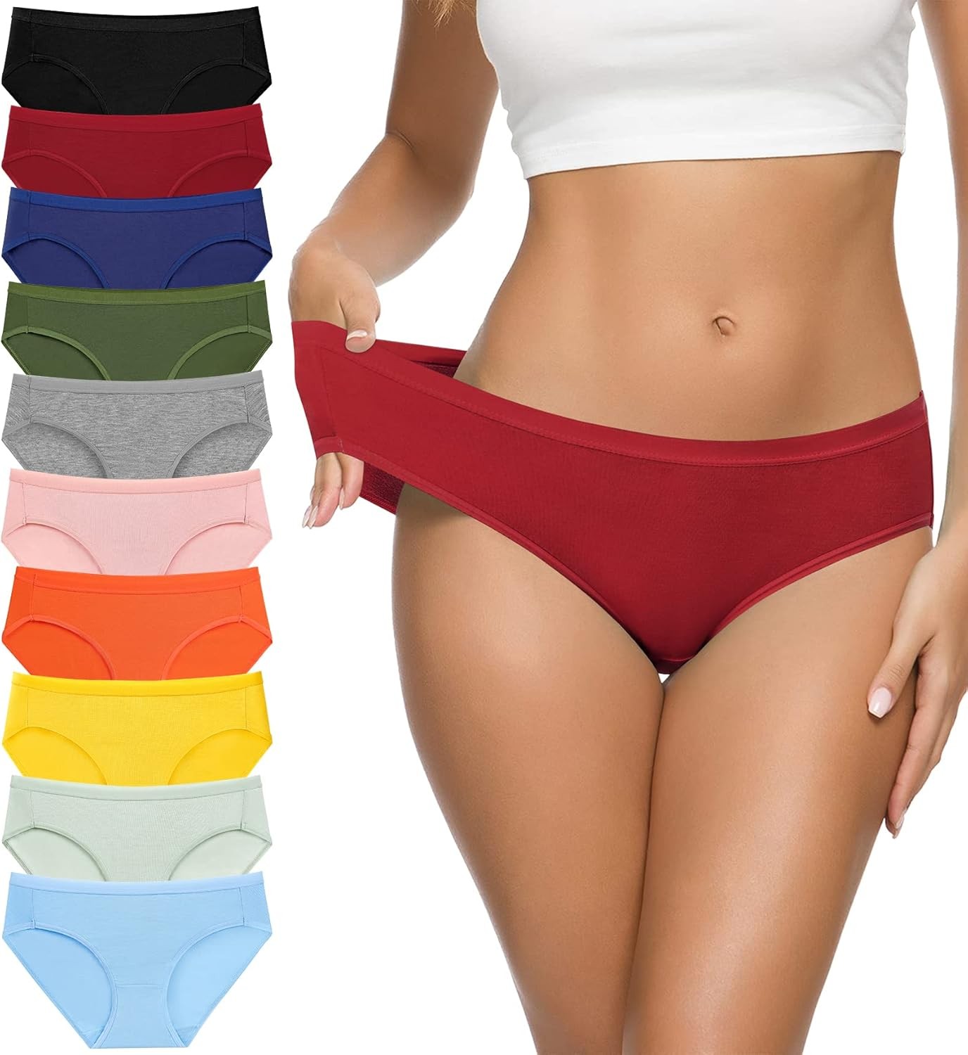 Women’s Cotton Bikini Panties,High-Cut Full Coverage Stretch Cool Underwear