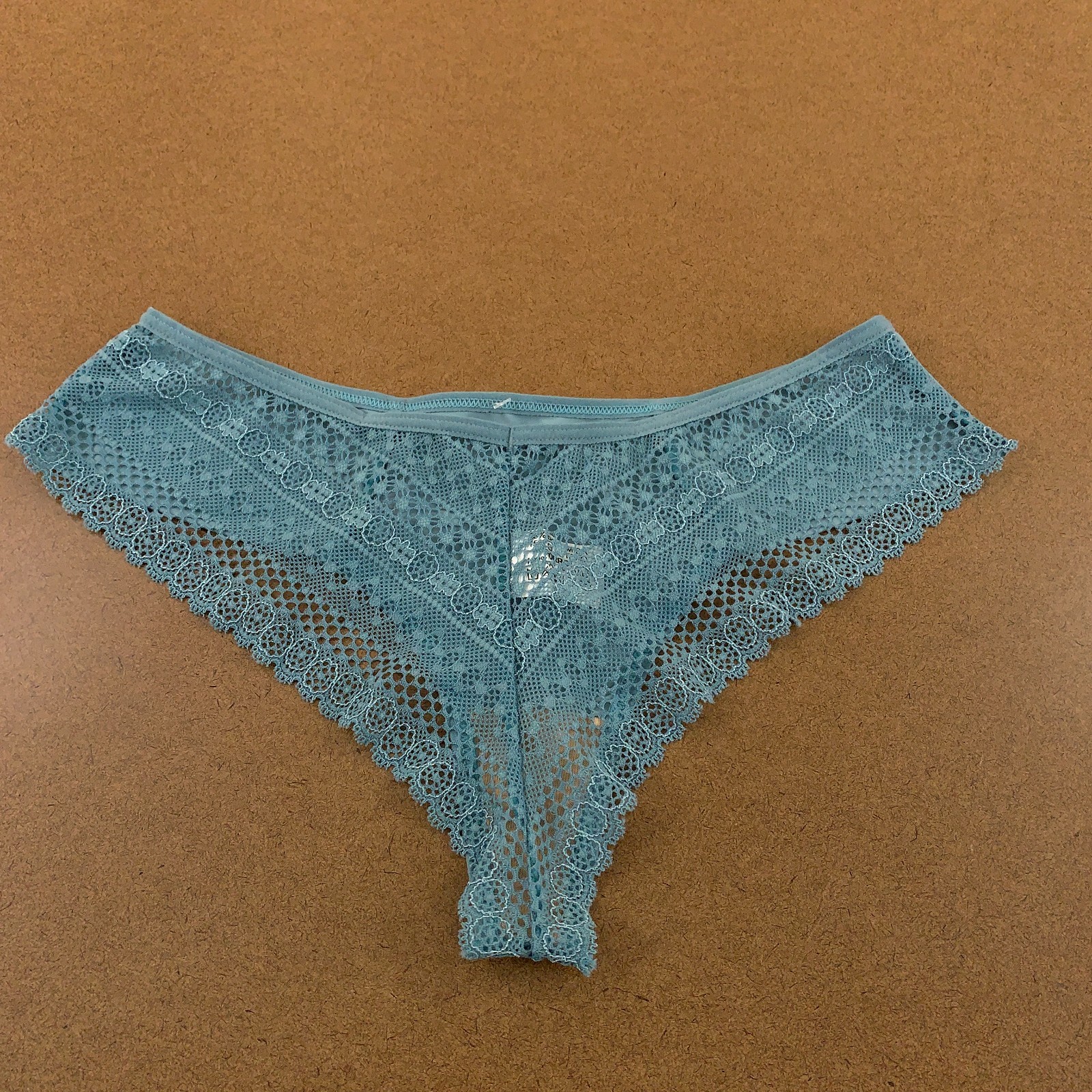 World Star Lingerie Womens Size Medium Teal Lace Back Cheeky Panty NWT