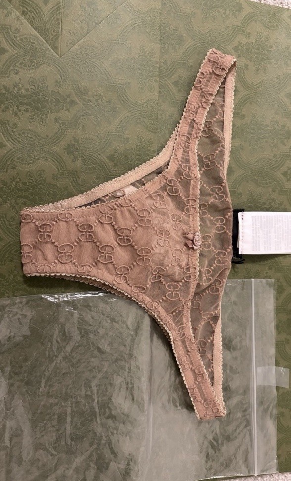 NEW Gucci GG-jacquard Bow-detail Briefs Sz S 100% Authentic Nude