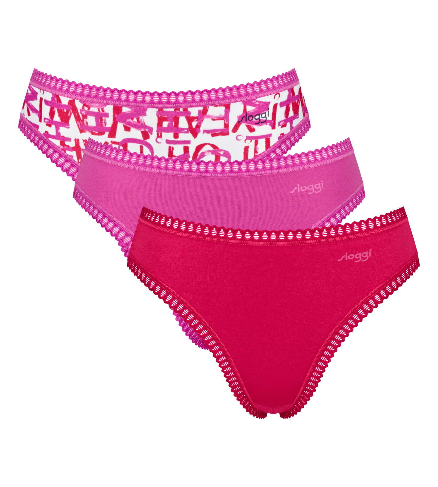 Sloggi GO Crush High Leg Knickers 3 Pack Tai Briefs 10219672