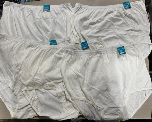 5 Pairs Vanity Fair Cotton Panties Briefs 15320 CREME / IVORY Sz – 6~7~8~9~10