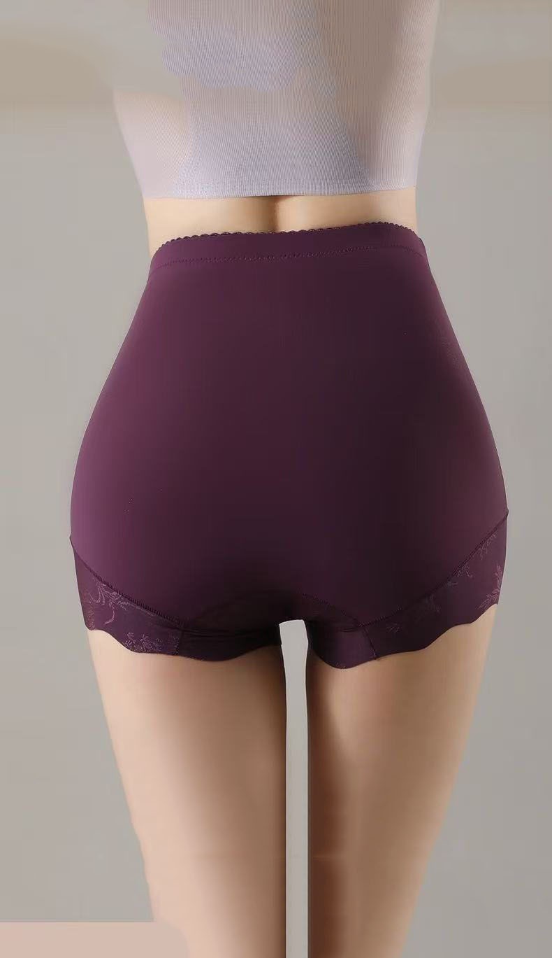 2Pack High Waist Tummy Control Panties Silk Antibacterial Seamless Shaping Brief