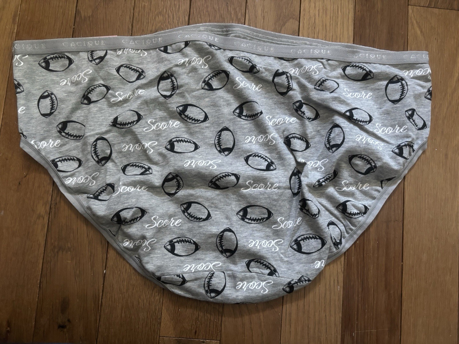 Plus Sz 18/20 Lane Bryant Cacique Hipster Cotton Panty Gray Football Fall Sports