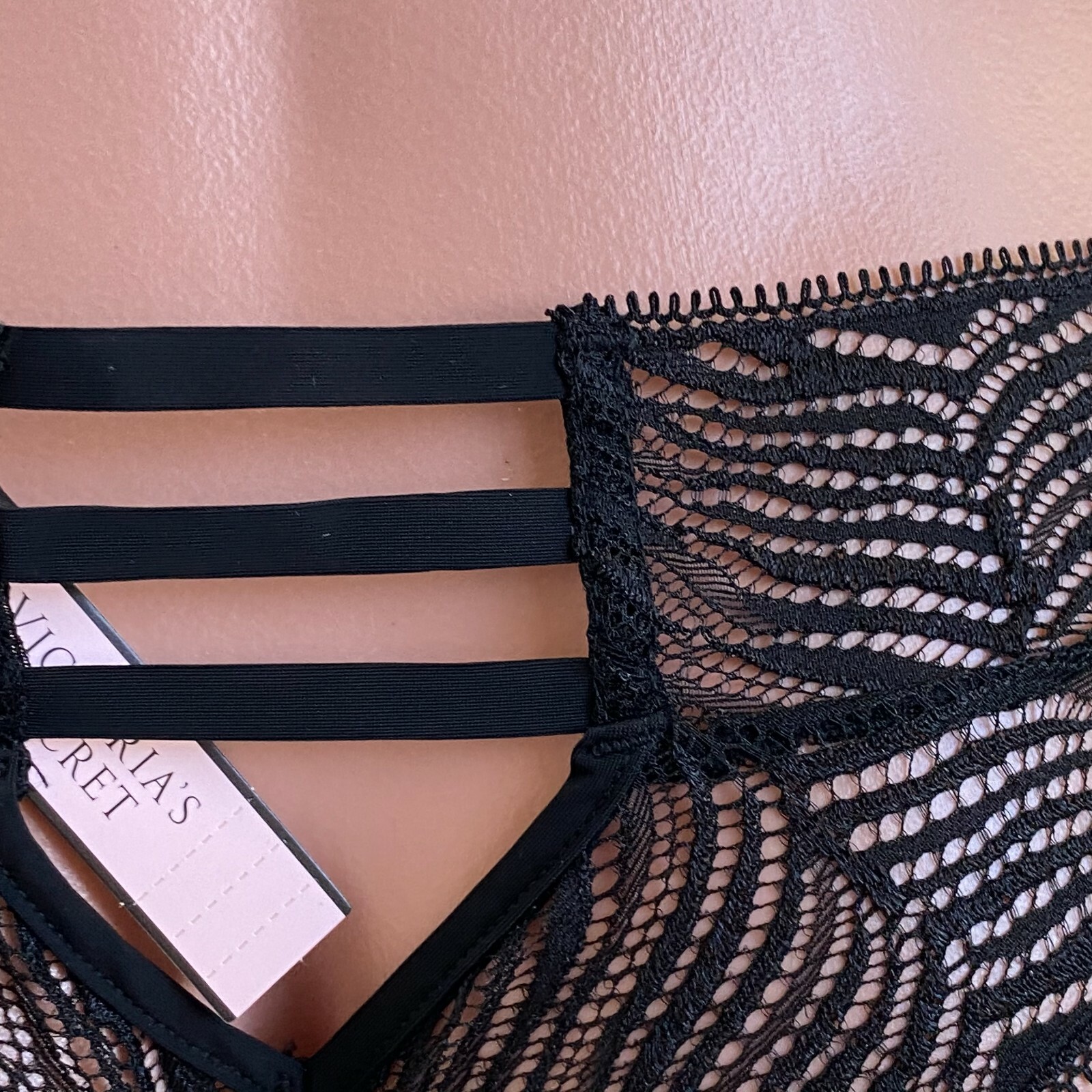 Victoria’s Secret Lace Zebra Pattern Tanga Panties Black Size S NWT