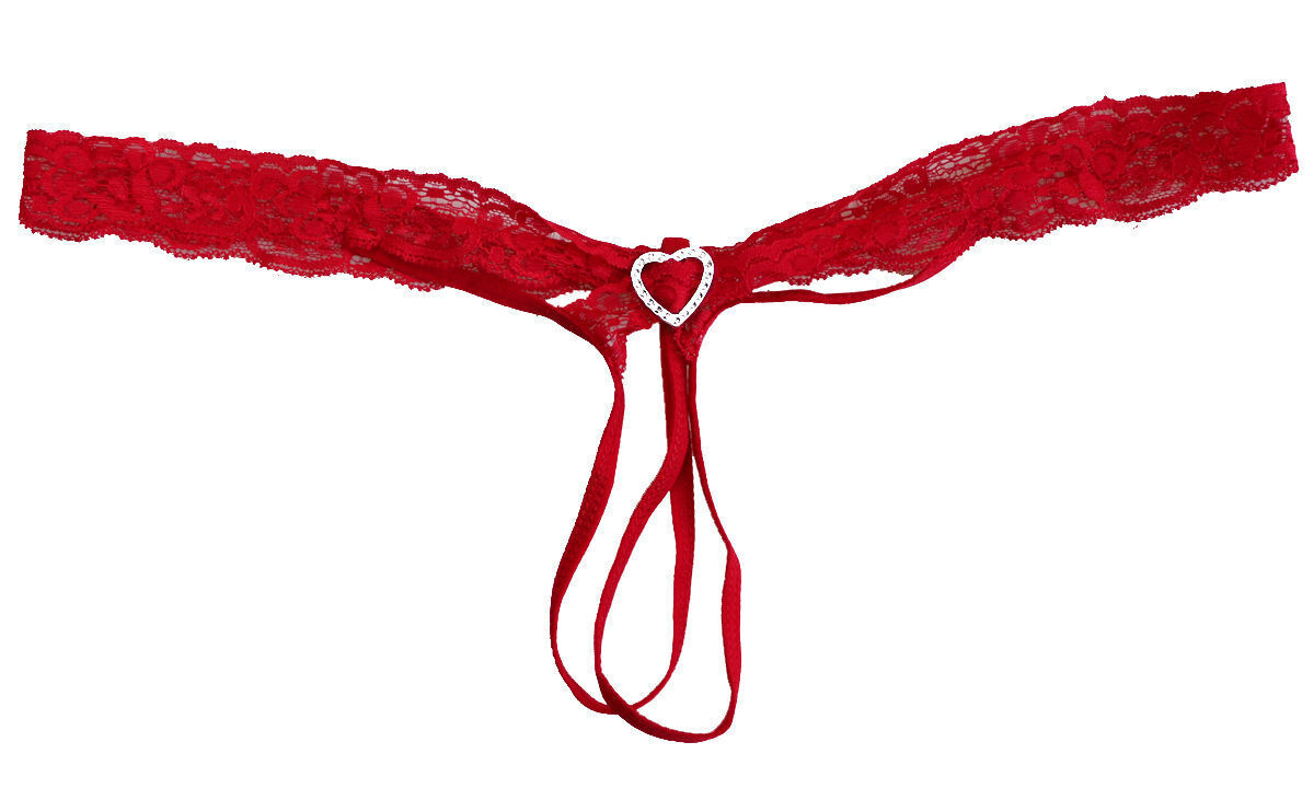 Women Ladies G-string Briefs Crotchless Panties Heart Thongs Lingerie Underwear