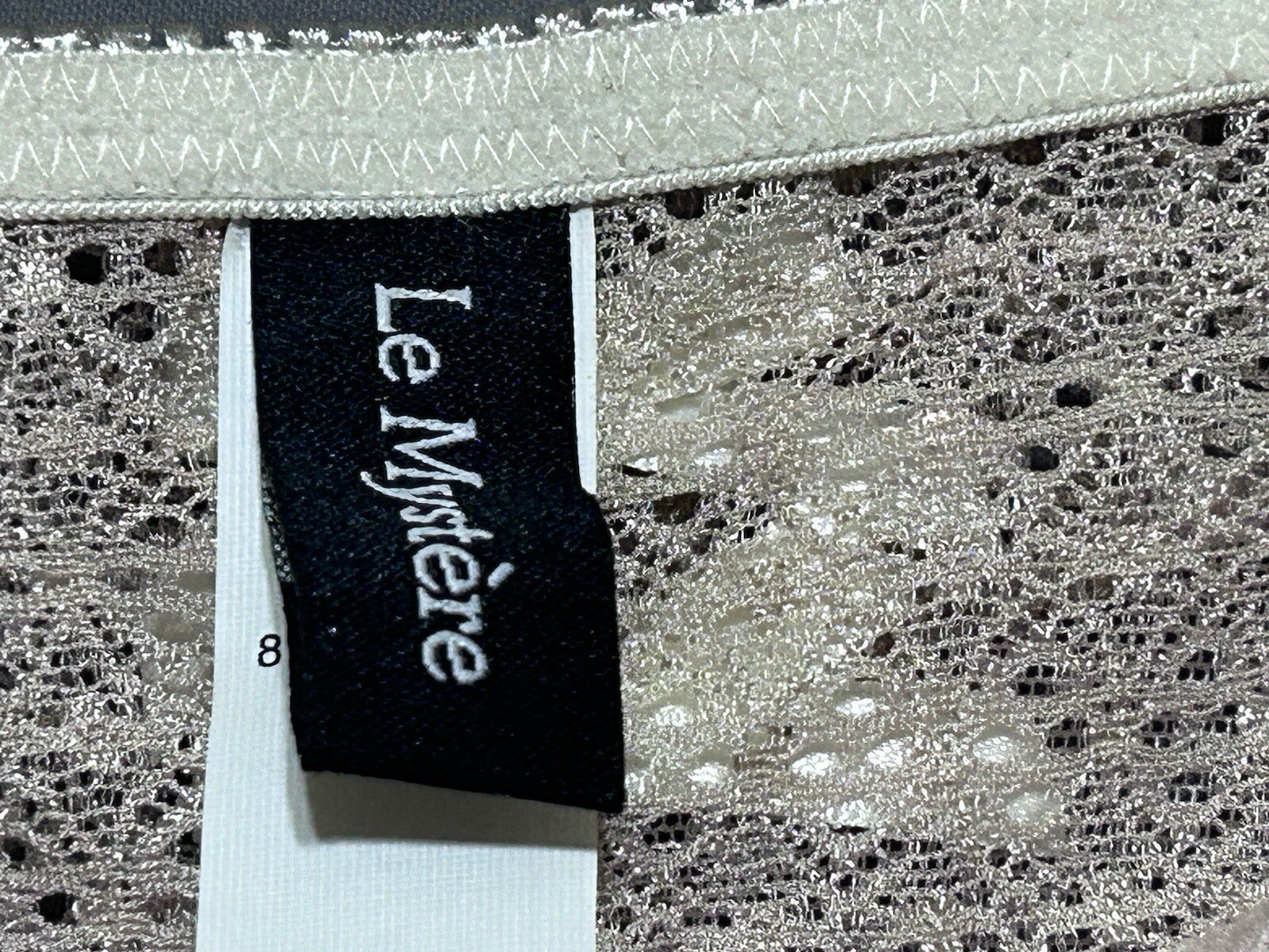 Le Mystere Cheeky Panty Size XL Sheer Pink Nude Lace White Bows