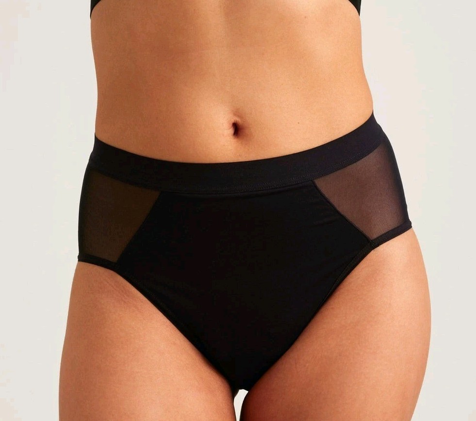 Saalt Leakproof French Cut High Waist Black Panty Regular Absorbency Sz Medium