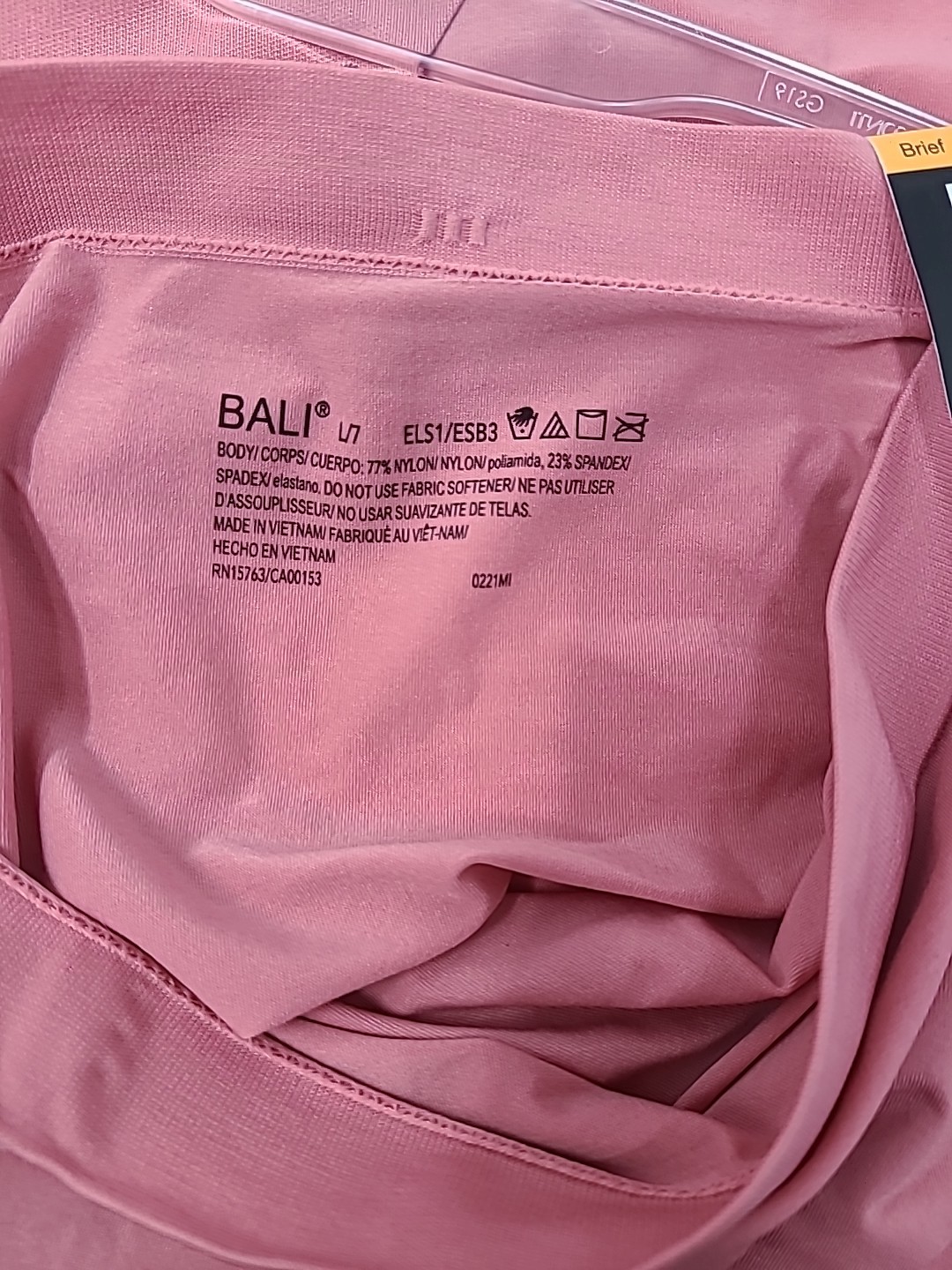 BALI COMFORT REVOLUTION® Easylite Seamless Brief Size L/7 Mauve Lot of 3 NWT