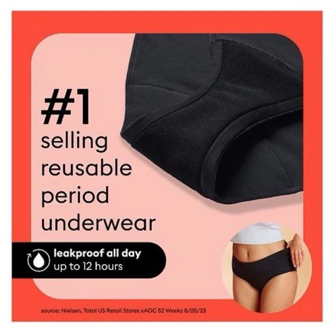 Thinx For All Period Underwear Brief Slip All-Day Absorbency Size L – Black NEW