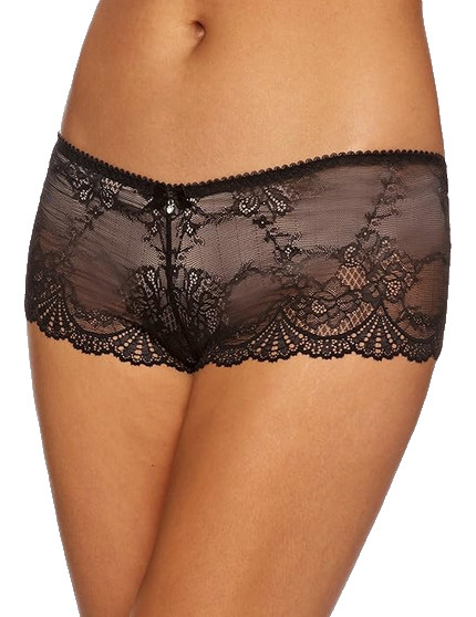 Alegro Innocent Lily Black Boyshorts 10 Sheer floral lace short panties panty