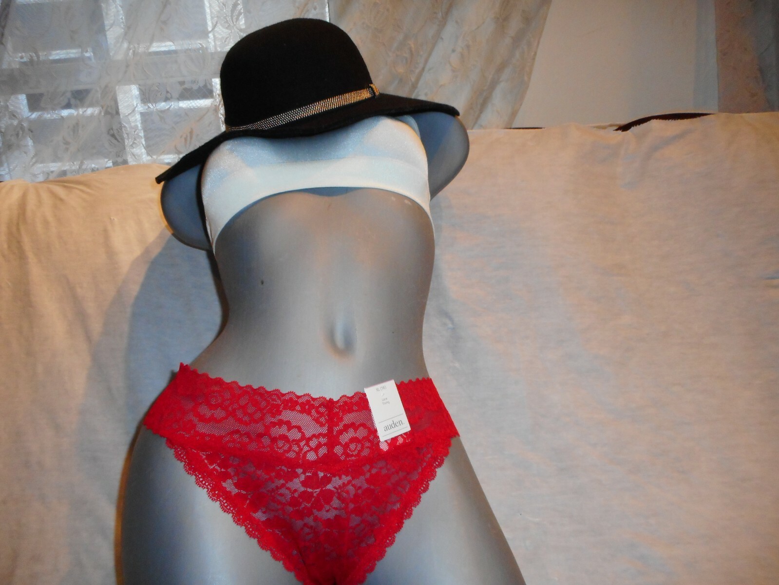 5 pc Auden Red,Blue Thong And Black Seamless Hipster Panty XL