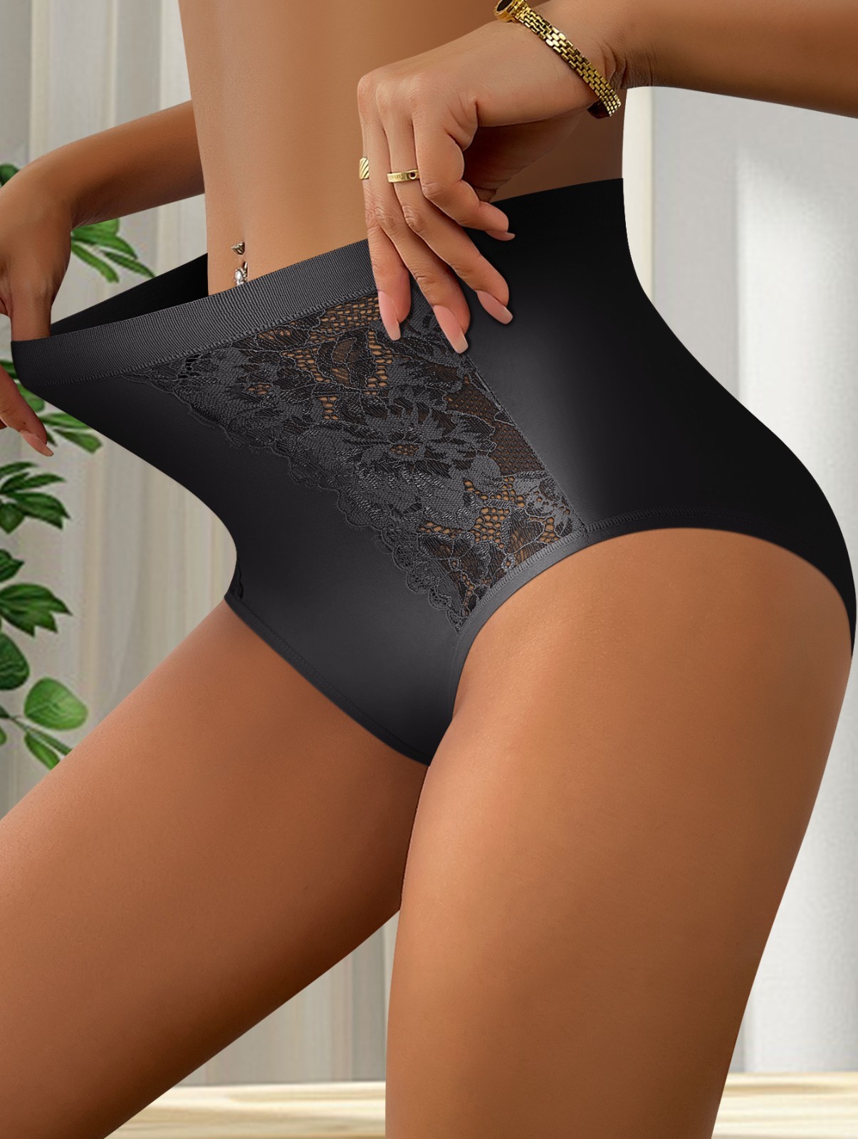 3 Pack High Waist Lace Thong Panties – Milk Silk Breathable Cotton Gusset S-2XL