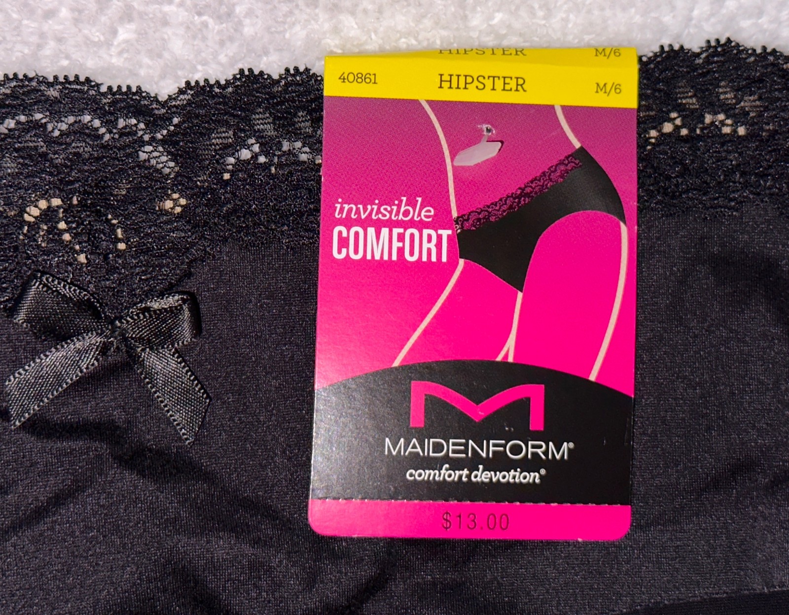 MAIDENFORM Comfort Devotion Embellished Black Hipster Panty Womens S M L XL 2XL