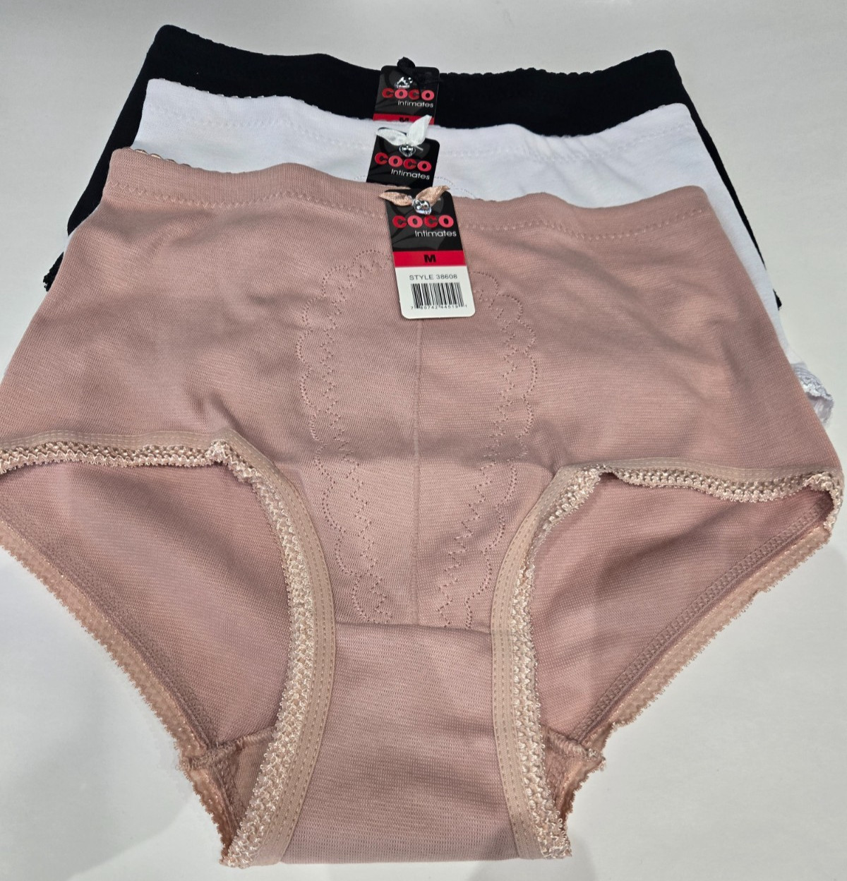 3-COCO COTTON LIGHT TUMMY CONTROL GIRDLE BRIEF PANTY BEIGE, WHITE, BLACK XLARGE