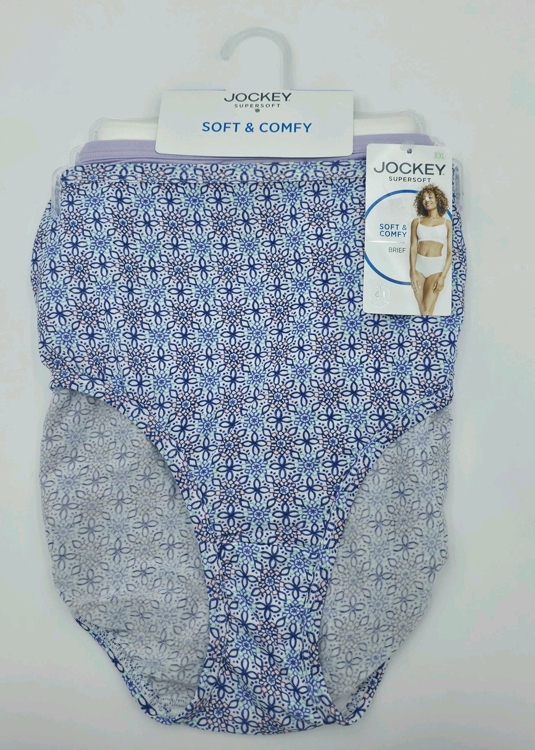 Jockey Supersoft Soft & Comfy Brief Panties Womens 8/XL Multicolor Floral 3 Pack