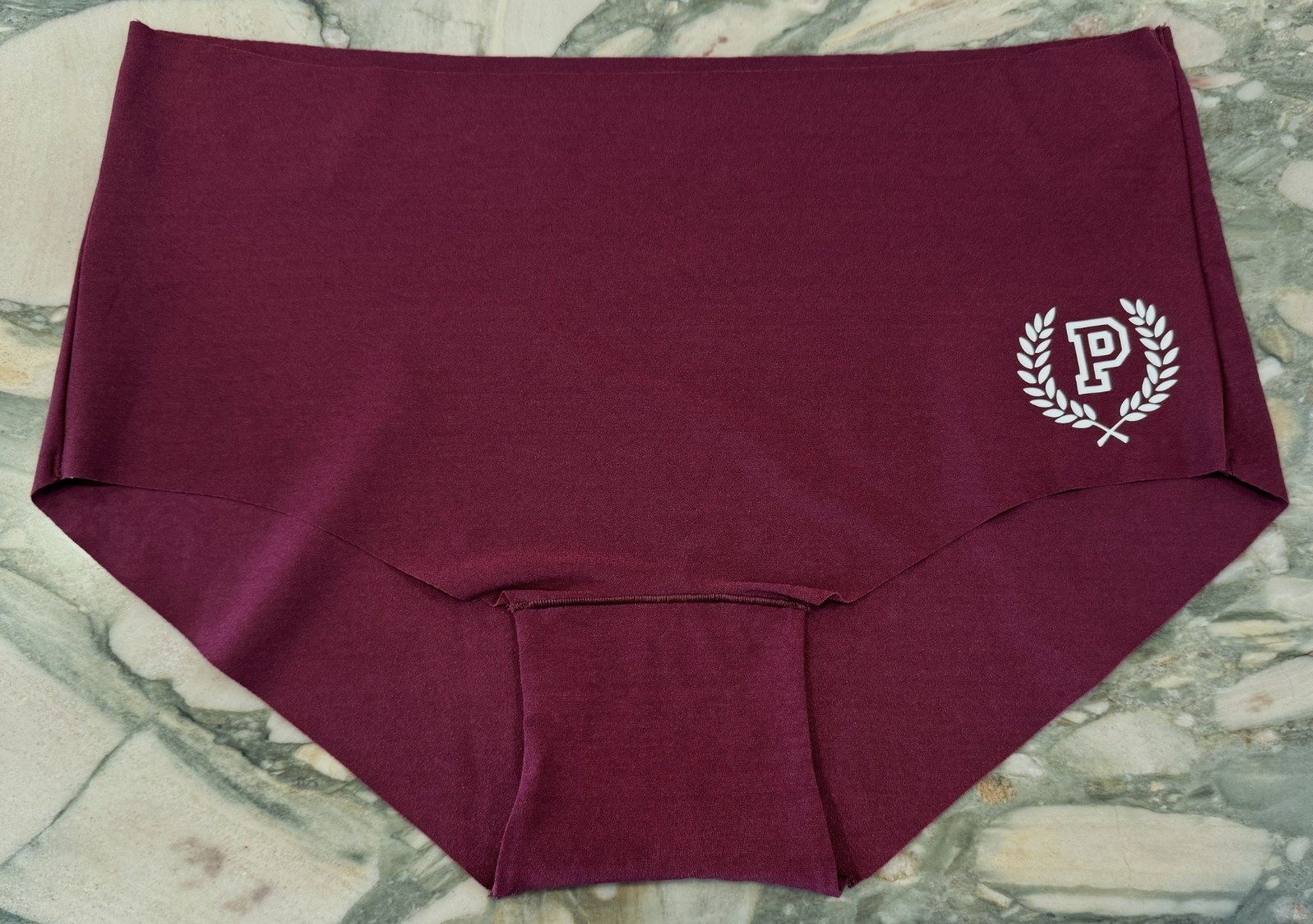NEW Victoria Secret PINK No Show Shortie Boyshort Maroon & White Logo XL or XXL