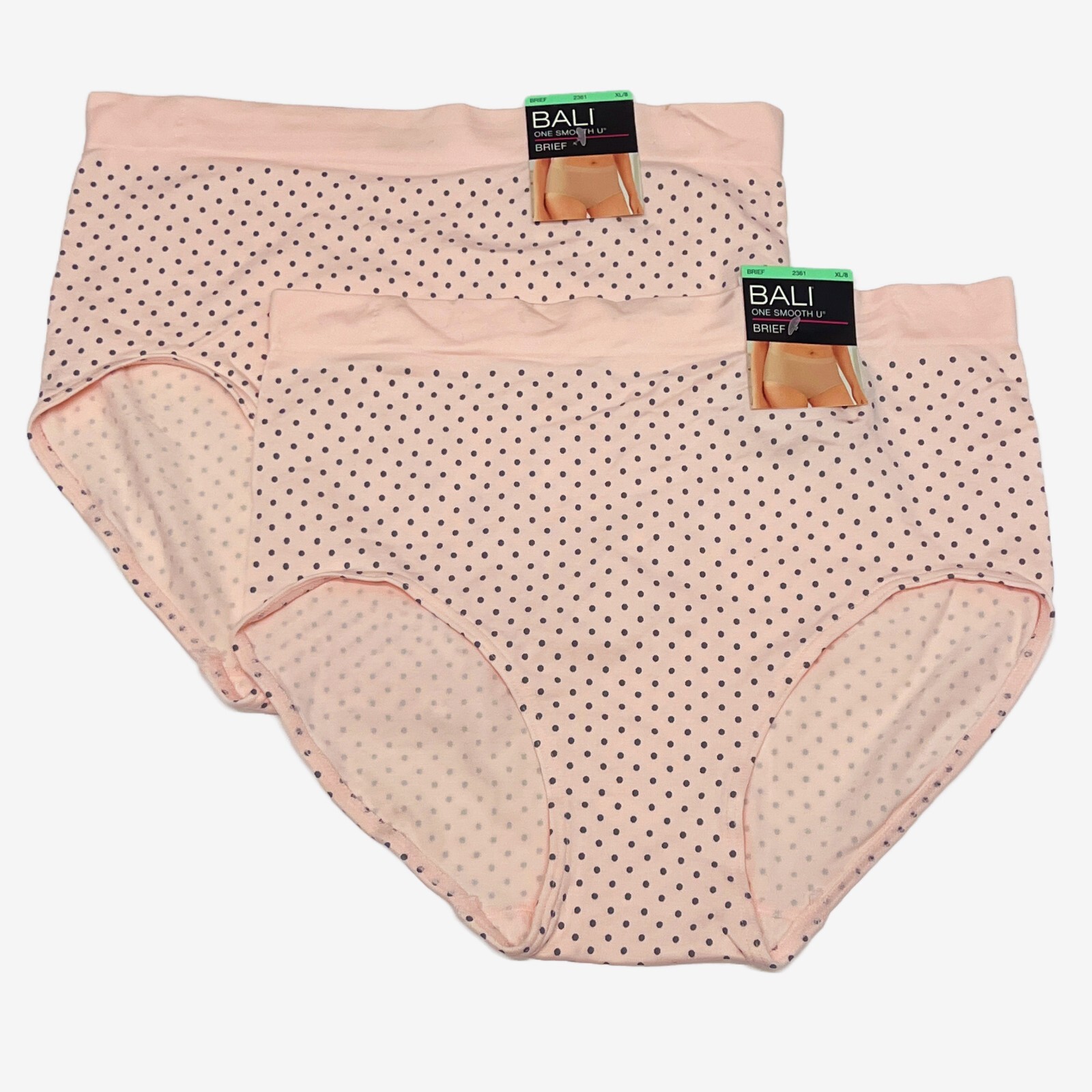 2 Bali One Smooth U Brief Panty XL 8 NWT 2361 2 PACK