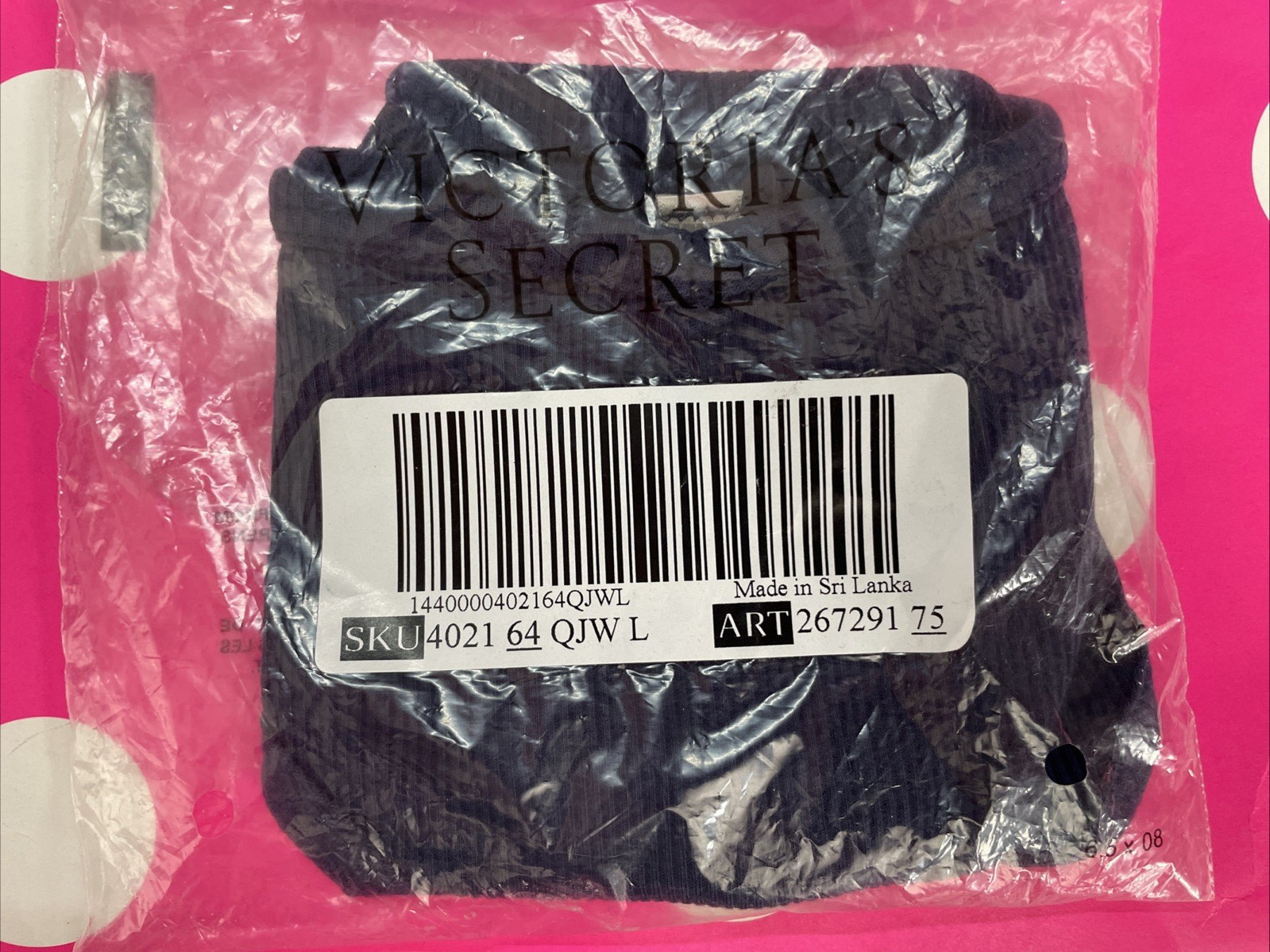 NEW 2023 Victoria’s Secret PINK Bikini Panties Ribbed Panty L Navy Blue Logo Tab