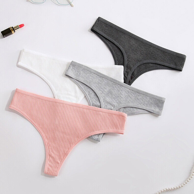 6 Packs Lot Sexy Womens Panties Thong G string Ribbed Cotton Underwear Lingeries