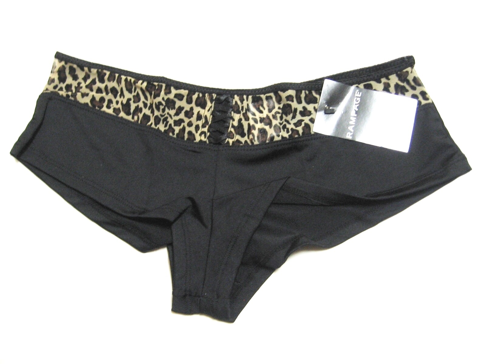 A212 Rampage NEW Stretch Animal Prints Mesh Lace-Up Silky Microfiber Boyshorts M