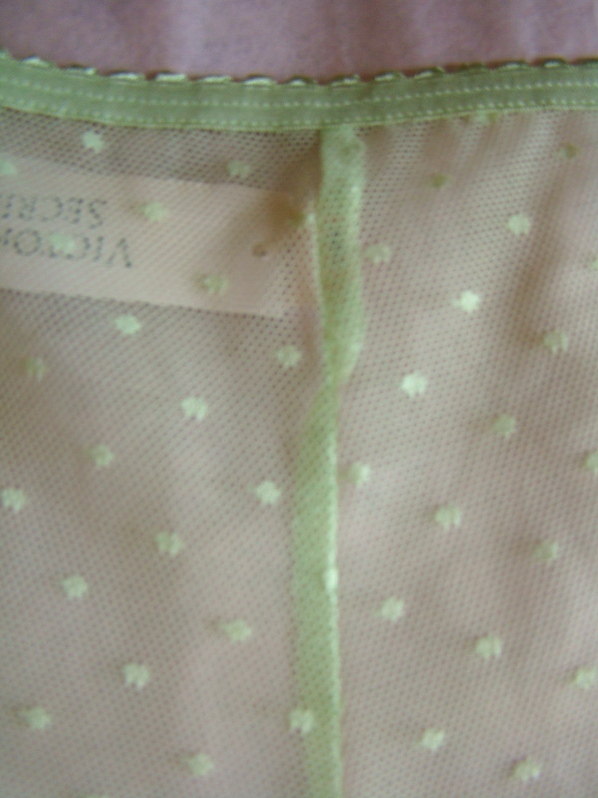 New Victoria’s Secret Green Floral Lace Mesh Back Polk Dots Cheeky Panty