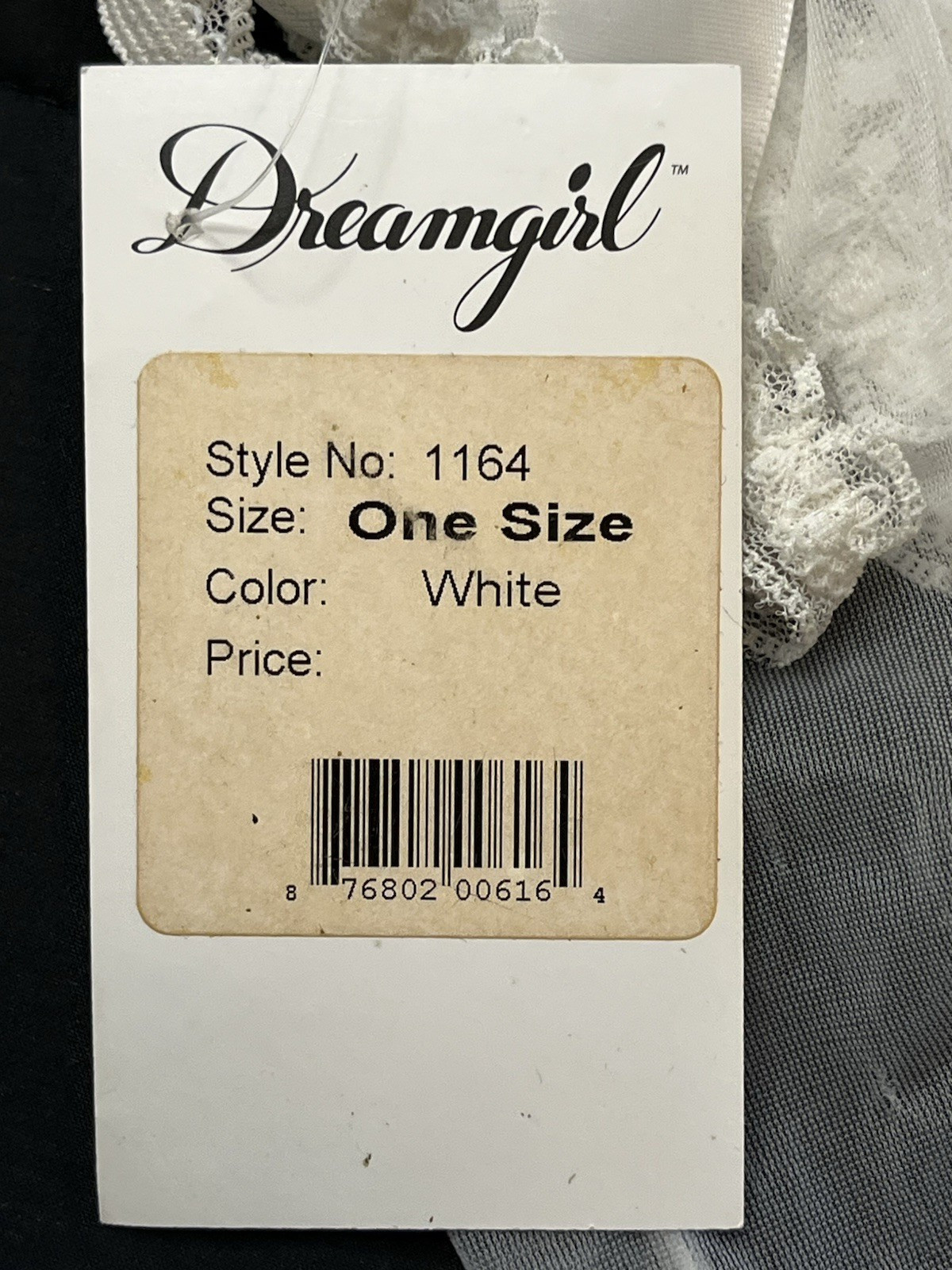 DREAMGIRL White Bridal Veil Thong Panties One Size Stretchy Waist Band NEW w/tag