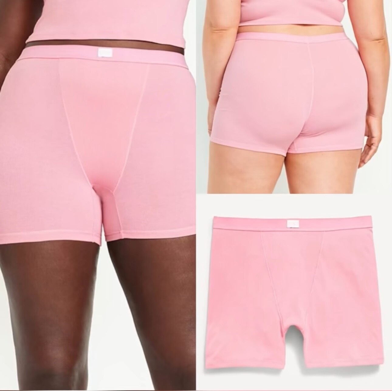 Old Navy Women’s High-Waisted Ribbed Boyshort Briefs 3-inch inseam Pink Size XL