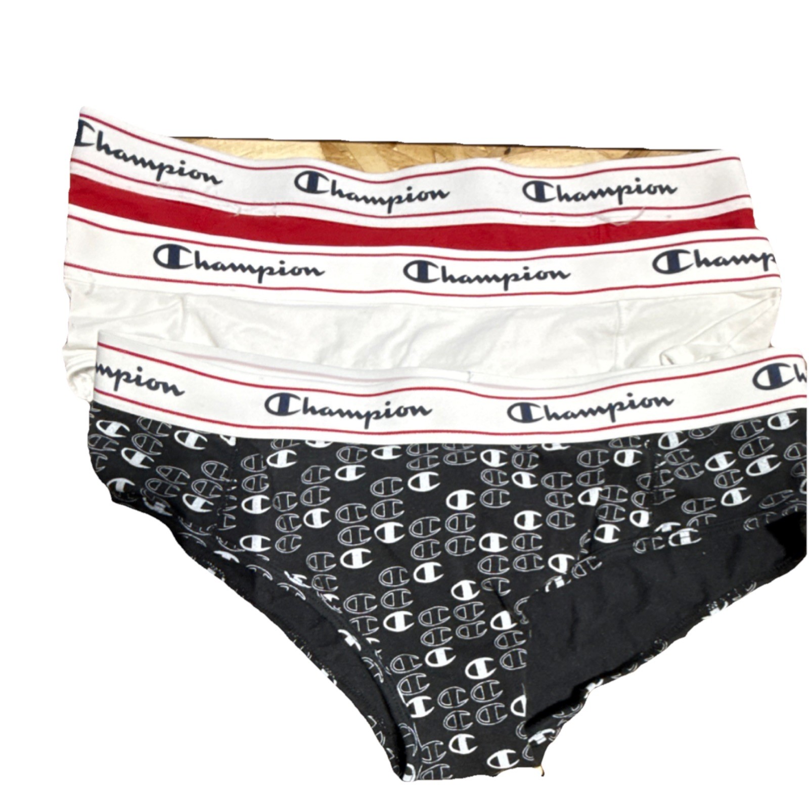 Champion Brief Panties 3 Pack Black White Red XL Cotton Spandex Logo Women’s