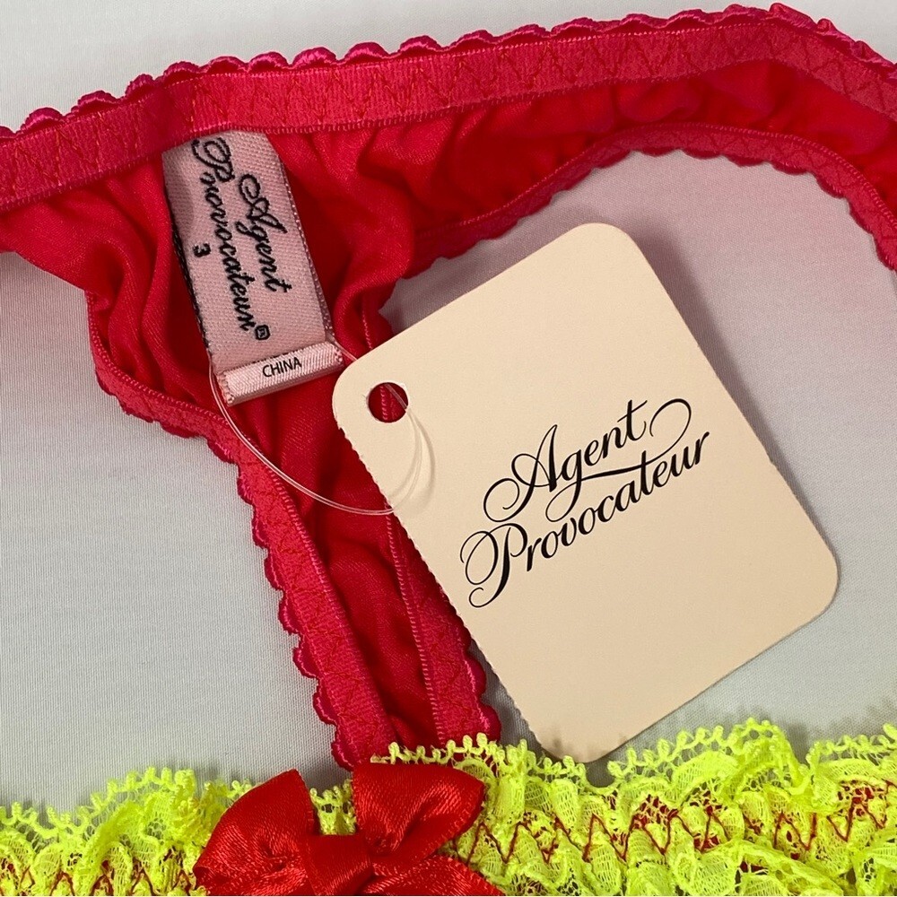 Agent Provocateur Novah Red Yellow Silk Thong AP3 Medium NWT