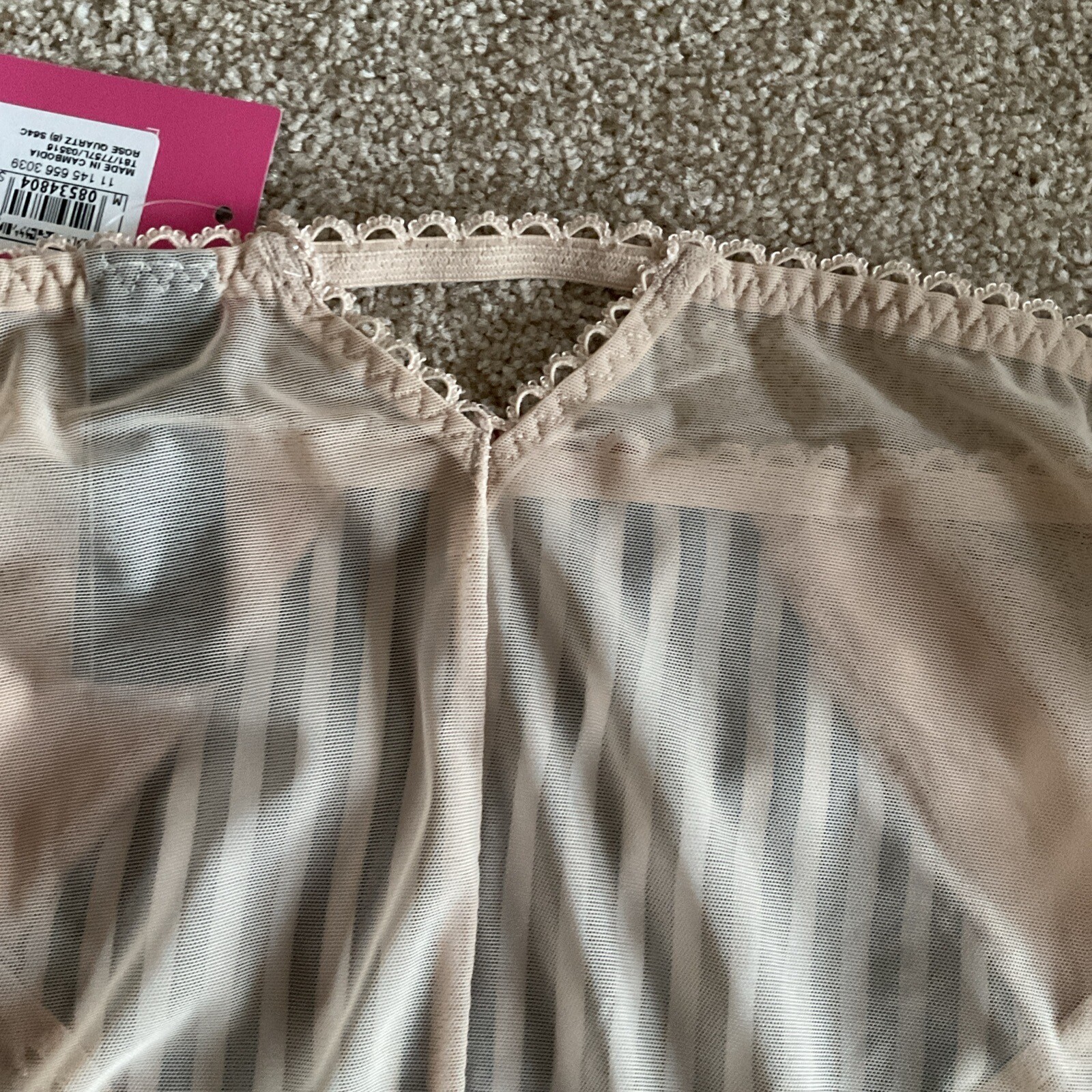 M&S Size 8 Boutique High Leg Knickers Rose Quartz Satin Mesh See Through Rear