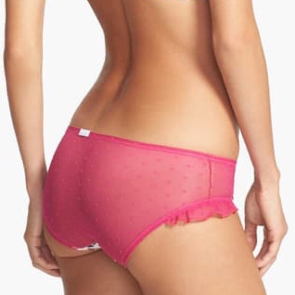 KENSIE ADRIENNE RUFFLED BUTTERFLY HIPSTER PANTY PINK MEDIUM NWOT