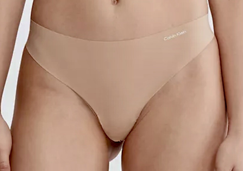 CALVIN KLEIN Invisibles Nude Caramel Dark Brown 3 pk Thong Panty Womens XS L XL