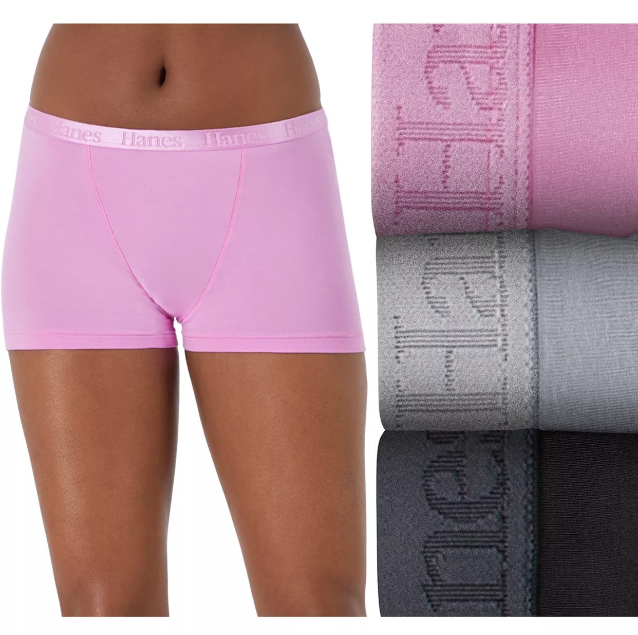 Hanes Women’s 6 Pack Ultra SuperSoft Boxer Briefs 46USHB