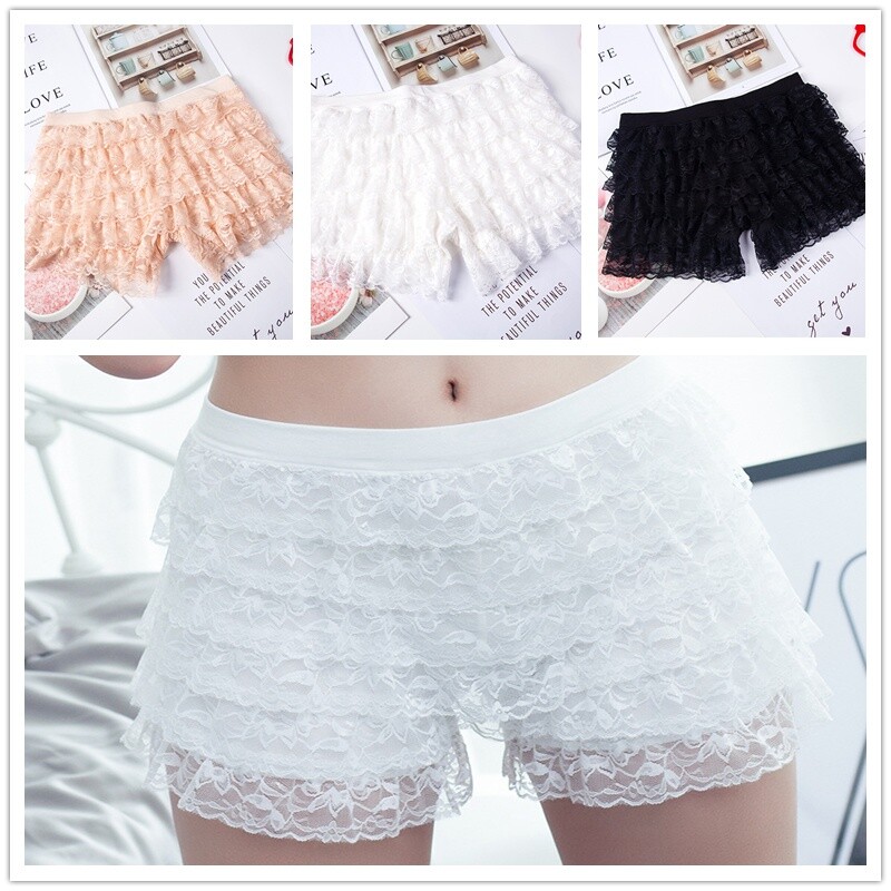 Lace Underwear Bloomers Shorts Ruffle Layered Frill Panties Lingerie Briefs