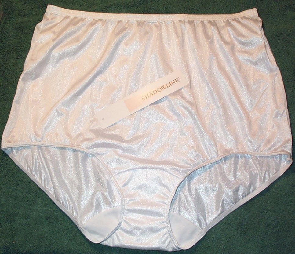 3 Pair Size 9 White 100% Nylon Full Brief ShadowLine W/ Cotton Crotch Liner