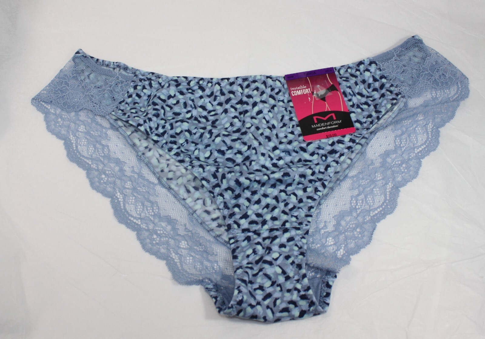 NWT set/3 MAIDENFORM comfort devotion TANGA LACE ROYAL BLUE BLACK FLORAL 2XL