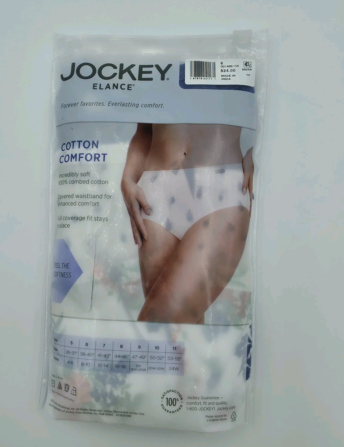 Jockey Elance Cotton Comfort Hipster Panties Womens 6/M Multicolor Floral 3 Pack