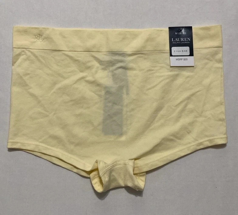 3 Pack NWT RALPH LAUREN Seamless Boyshort Underwear Sz M Lemon Chiffon