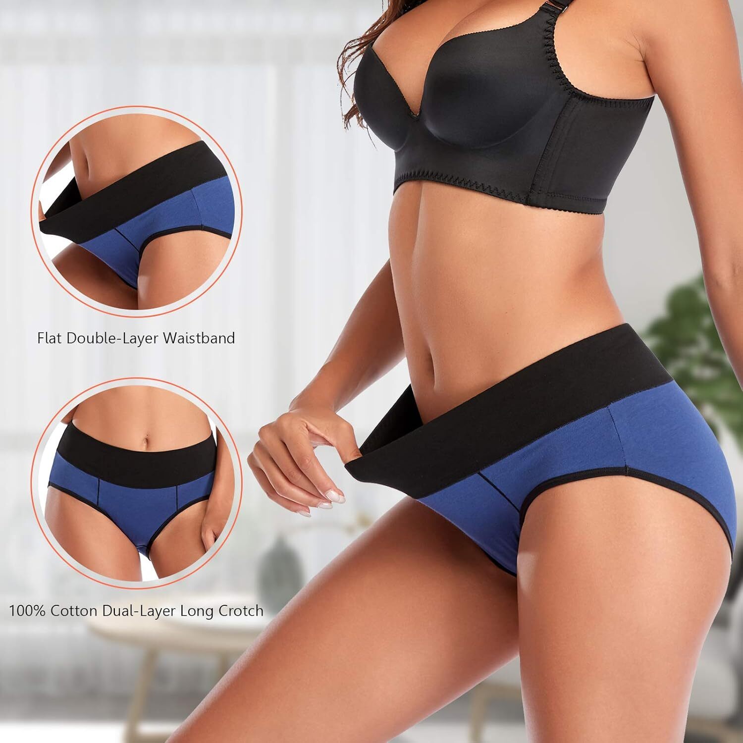 Eiggam Underwear for Women Cotton High Waist Panties Full Coverage Briefs Soft S