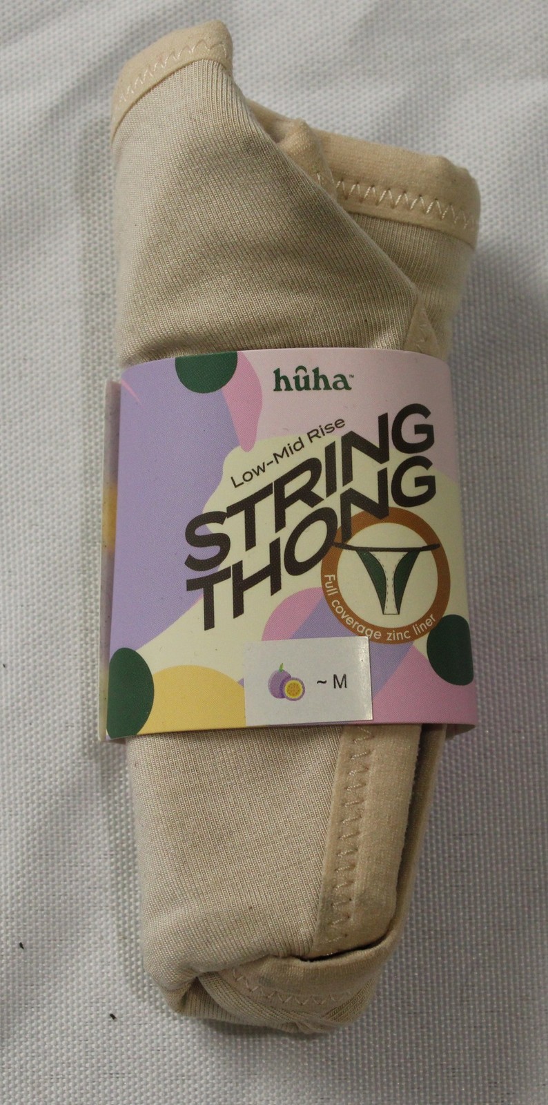 Huha Women’s Mineral Undies Low-Rise String Thong 2.0 BL1 Beige Medium NWT