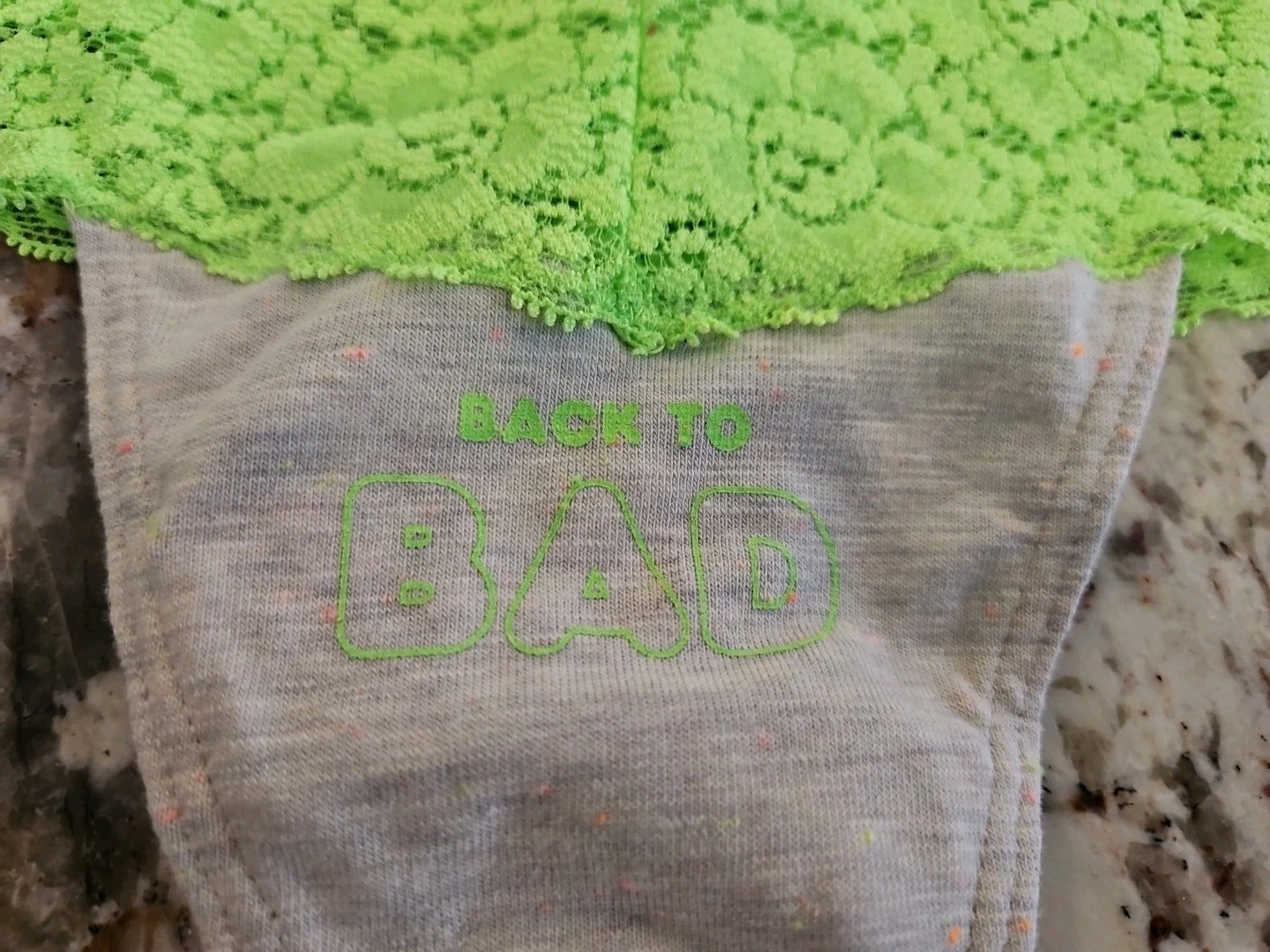 True Vintage Victoria Secret PINK Extra Low Rise Thong “BACK TO BAD” Size Small