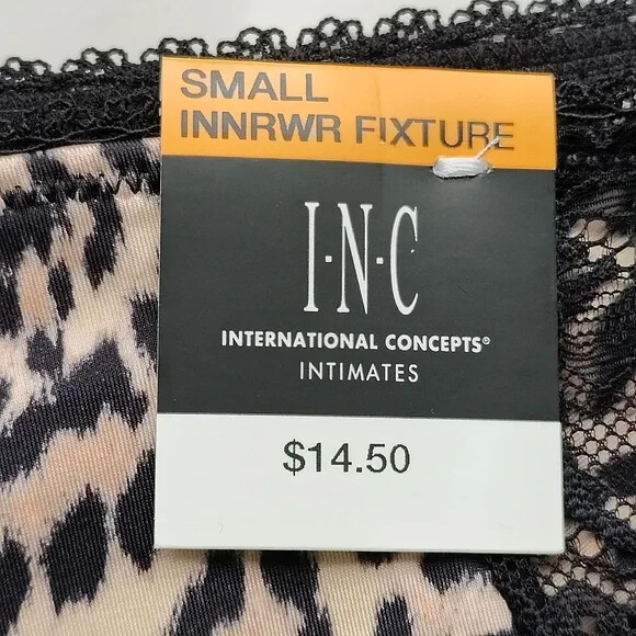 INC International Concepts Satin Micro Thong Panty Cheetah SZ S/M