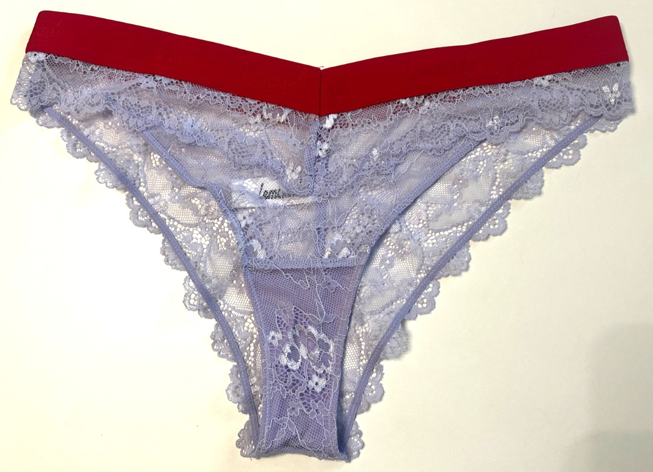 Lemonade Dolls MEDIUM Signature Lace V Brazilian Panty NWOT Lilac/Red