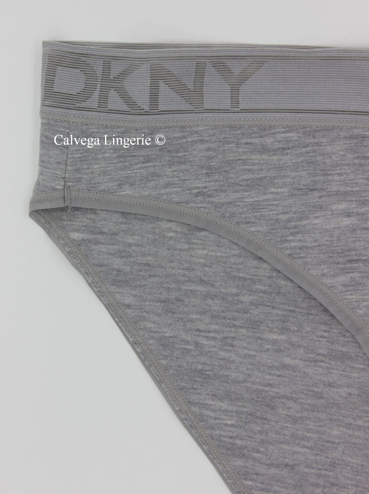 NWT DKNY DK8822 “Tops” Low-Rise Logo Cotton / Modal Bikini, Gray Mélange